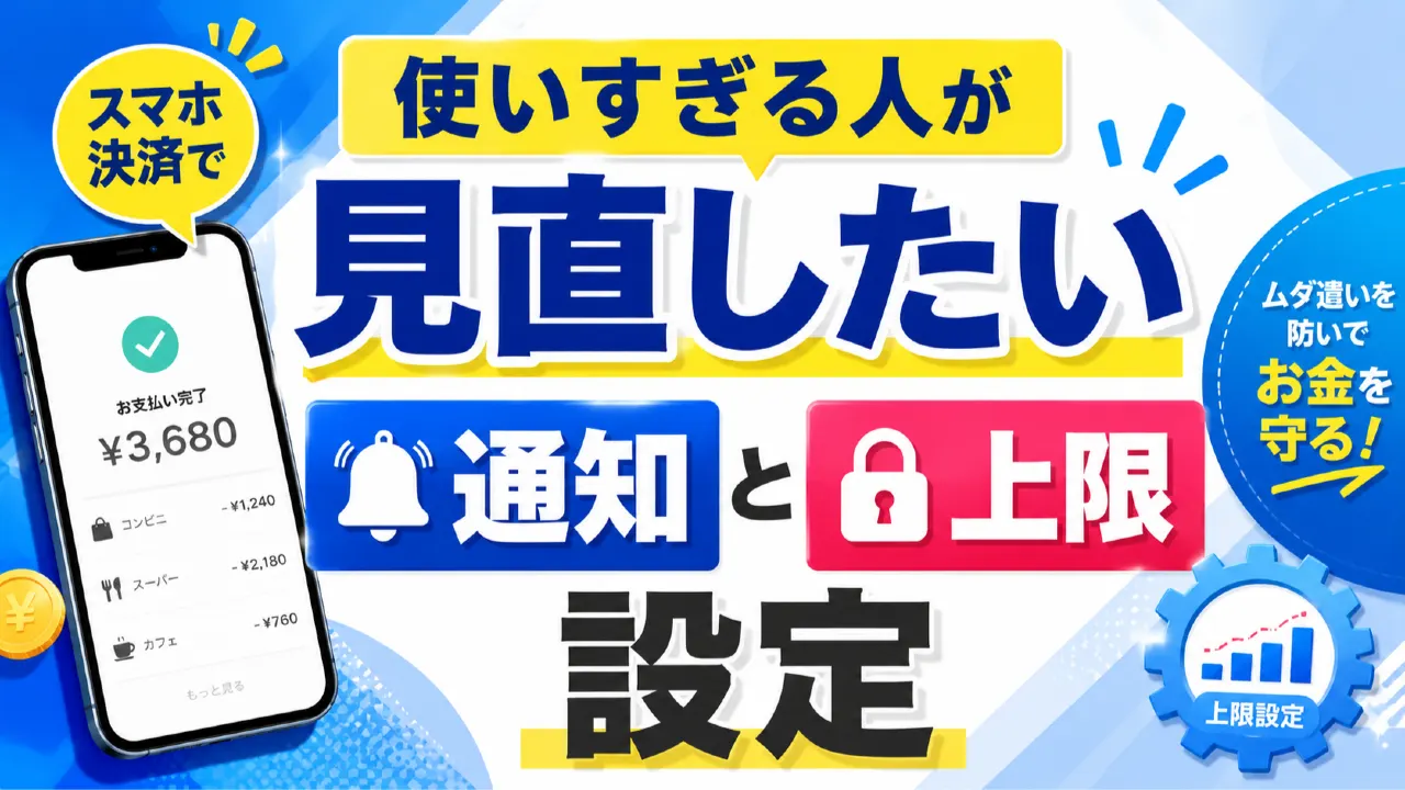 スマホ決済アプリの通知と利用上限を確認する手元