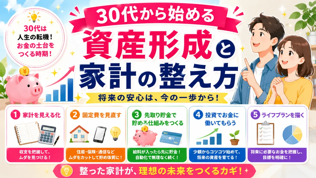 30代から始める資産形成と家計の整え方の内容を表すアイキャッチ画像
