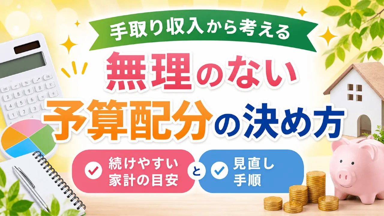 手取り収入から考える無理のない予算配分の決め方｜続けやすい家計の目安と見直し手順の内容を表すアイキャッチ画像