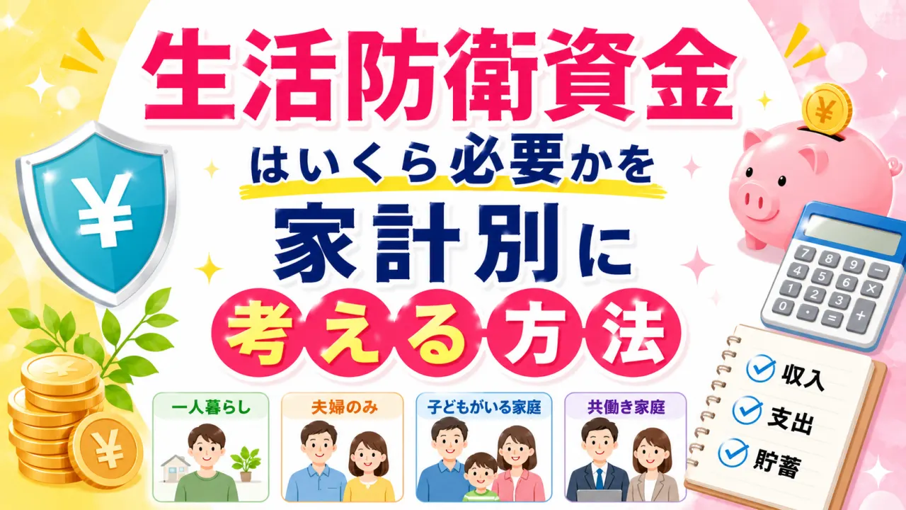 生活防衛資金はいくら必要かを家計別に考える方法の内容を表すアイキャッチ画像