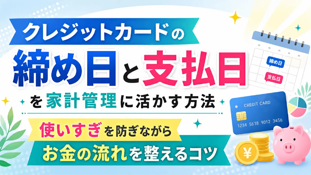 クレジットカードの締め日と支払日を家計管理に活かす方法　使いすぎを防ぎながらお金の流れを整えるコツの内容を表すアイキャッチ画像