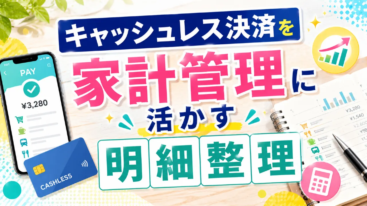 キャッシュレス決済を家計管理に活かす明細整理の内容を表すアイキャッチ画像