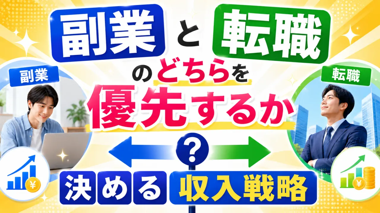 副業と転職のどちらを優先するか決める収入戦略の内容を表すアイキャッチ画像