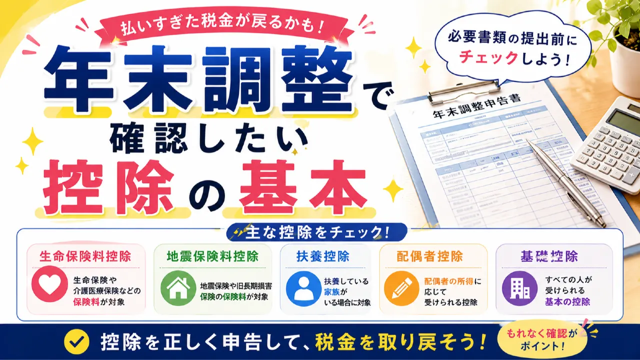 申告書類とペンを置いた年末調整の記事アイキャッチ画像