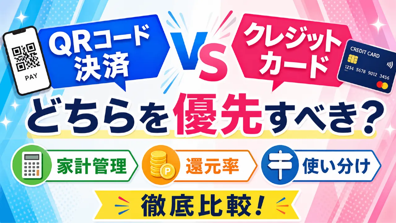 QRコード決済とクレジットカードはどちらを優先すべき？家計管理・還元率・使い分けを徹底比較の内容を表すアイキャッチ画像