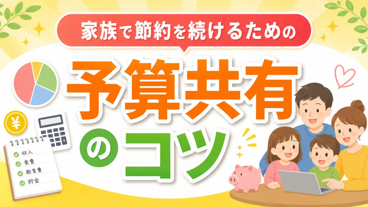 家族で家計の予算と残したい支出を話し合う様子