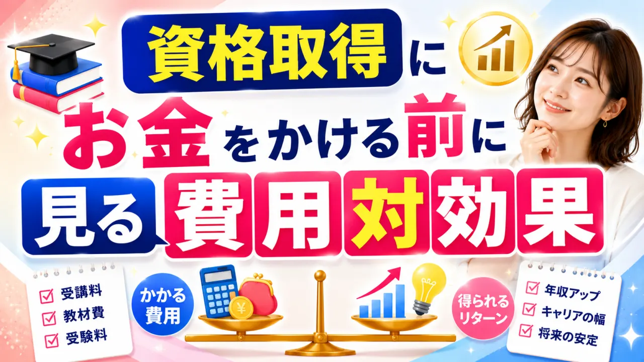 資格取得にお金をかける前に見る費用対効果の内容を表すアイキャッチ画像