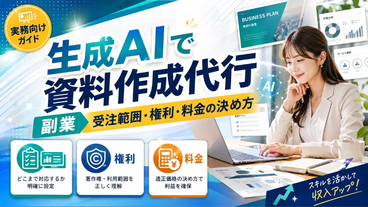 資料の構成案と権利・修正条件を確認する在宅ワーカー
