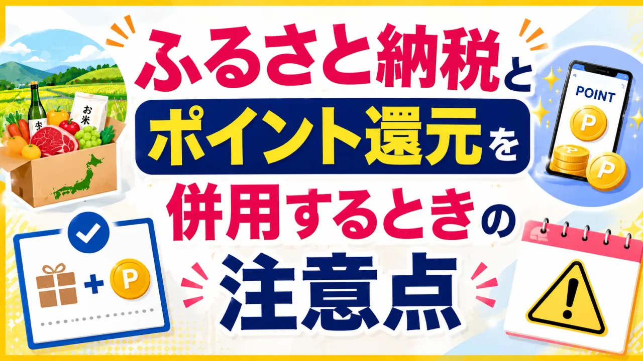 ふるさと納税とポイント還元を併用するときの注意点の内容を表すアイキャッチ画像